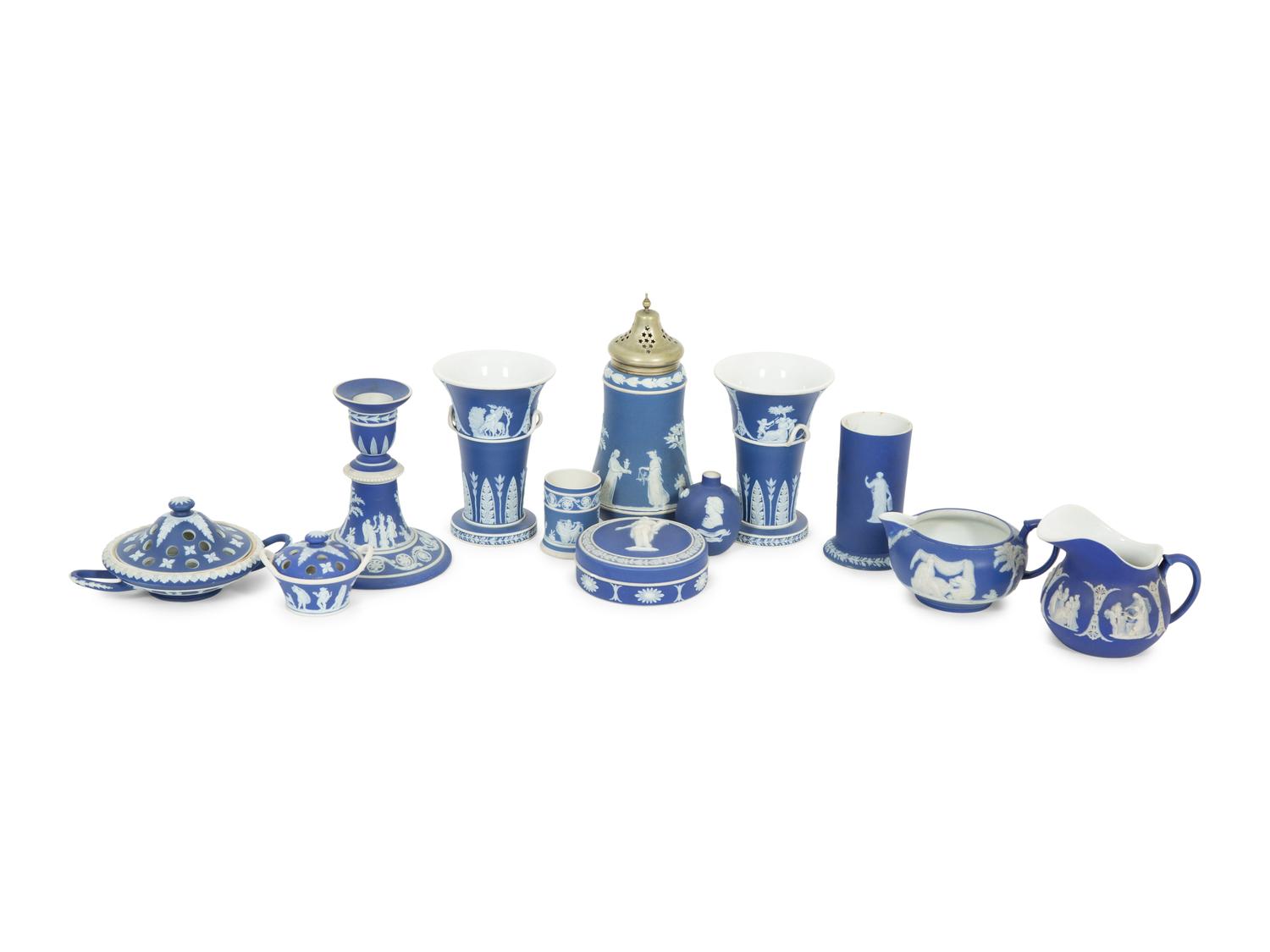 A Group of Wedgwood Jasperware Dark Blue Items