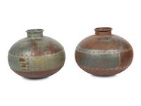Two Hammered Metal Vessels