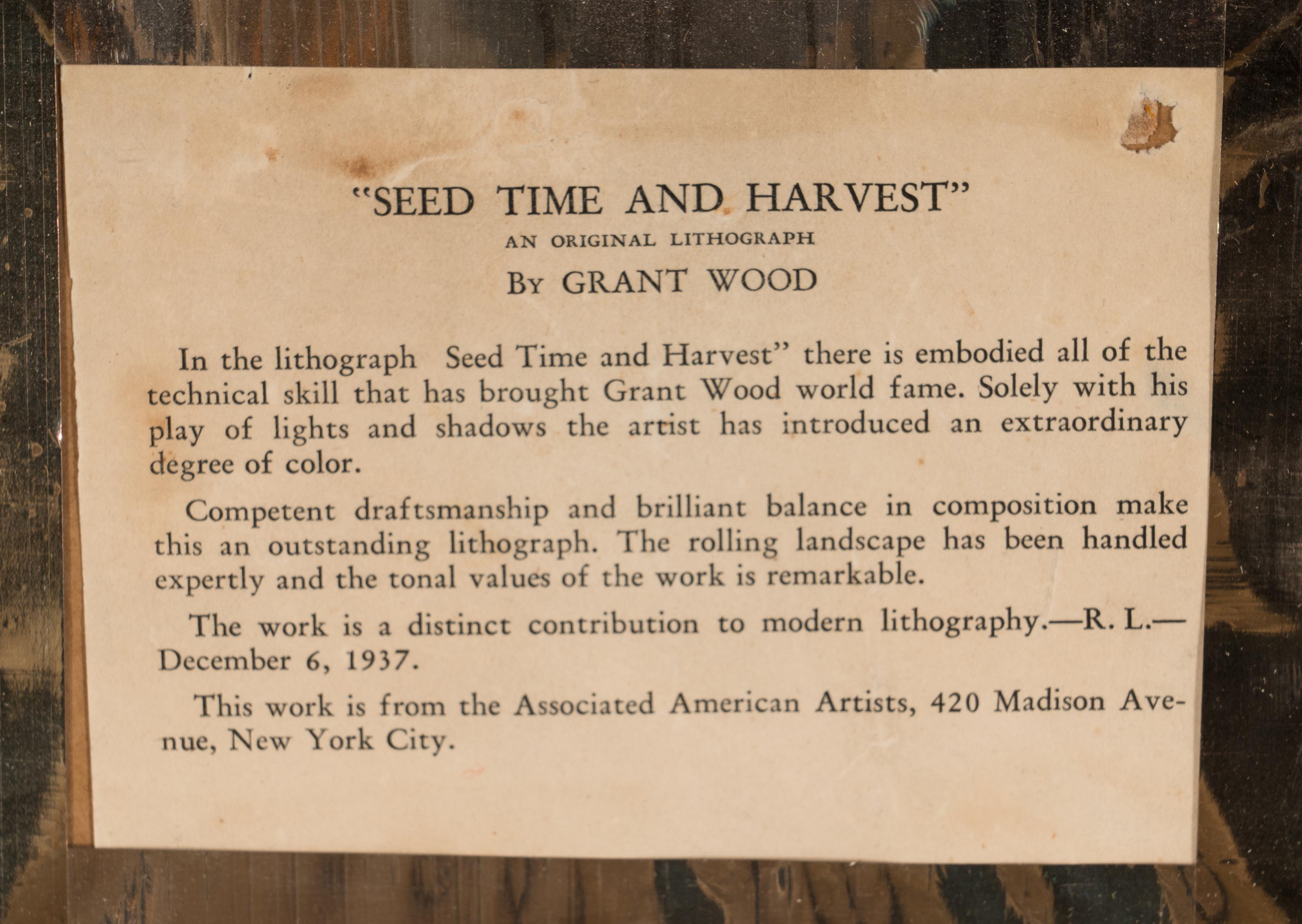 Seedtime and Harvest , 1937