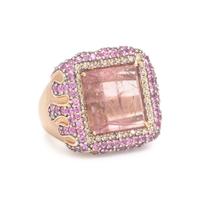 Robert Wander for WINC Creations, Pink Tourmaline, Pink Sapphire, and Colored Diamond 'Crystal Candy' Ring