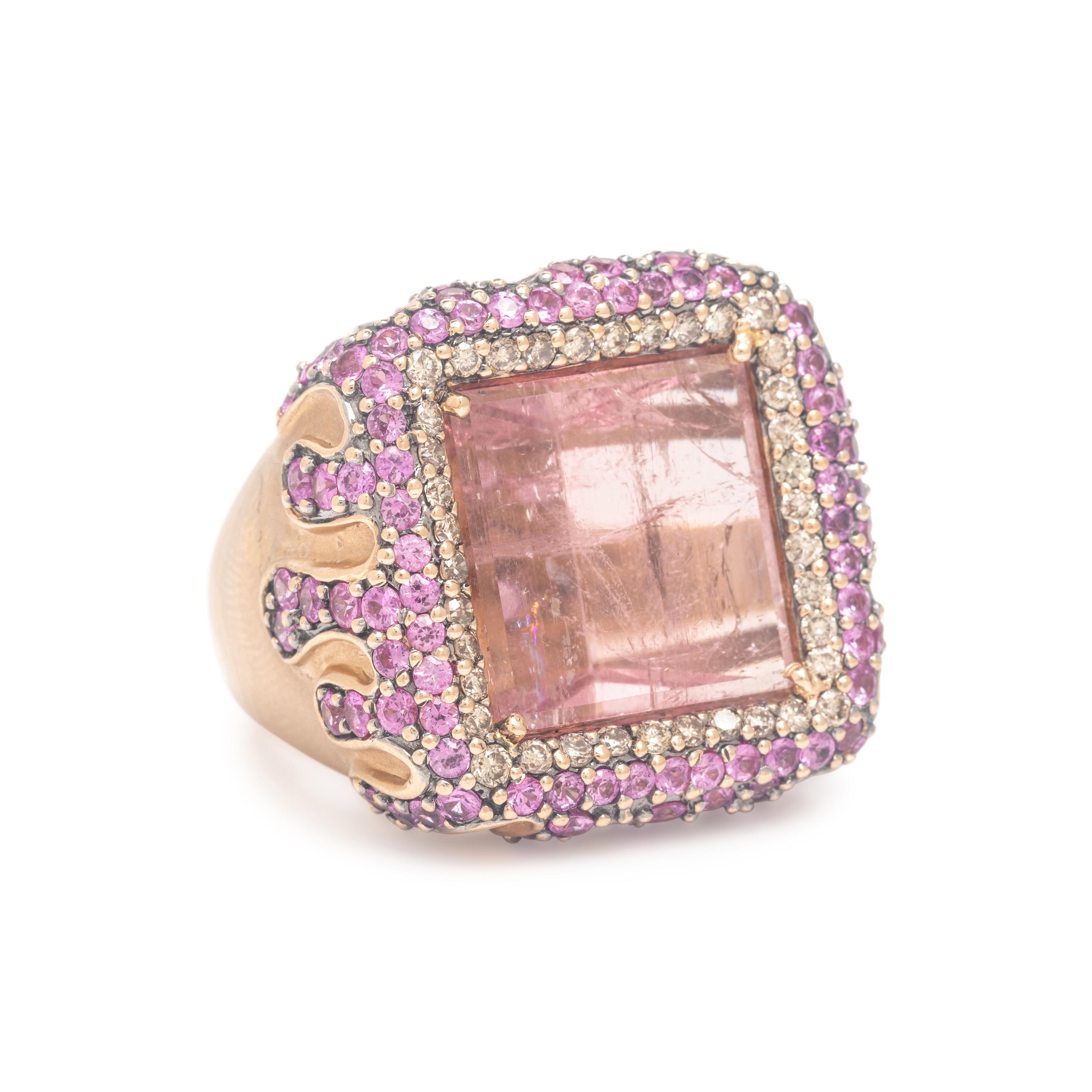 Robert Wander for WINC Creations, Pink Tourmaline, Pink Sapphire, and Colored Diamond 'Crystal Candy' Ring