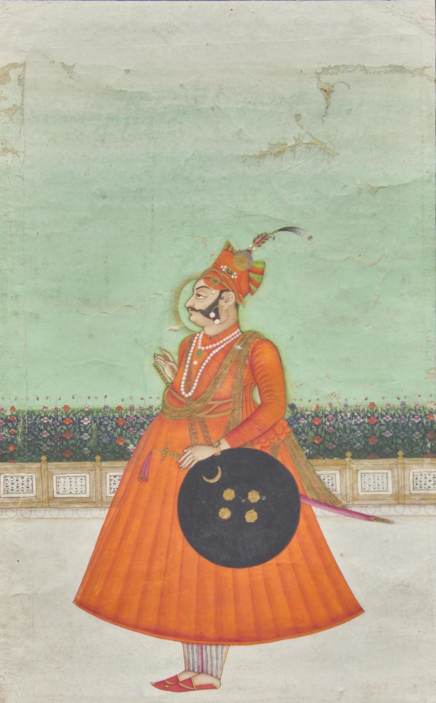 A Portrait of a Raja, Indian, Rajasthan, Jodpur Style,19th Century 十九世紀下半葉 拉賈斯坦齋普爾派君主像