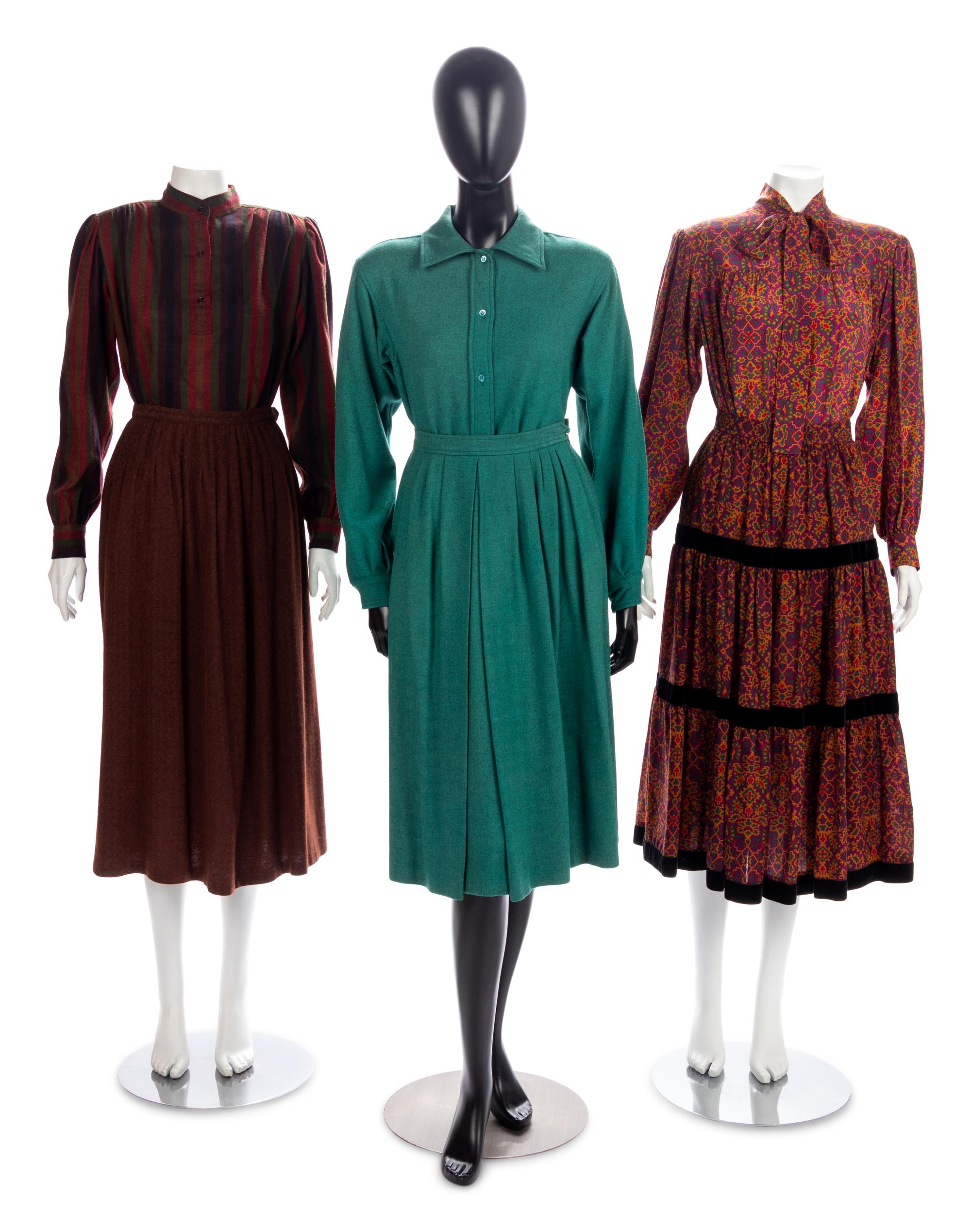 Four Vintage Yves Saint Laurent and Ungaro Ensembles & Dress, 1980-90s