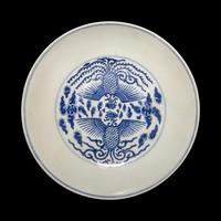 A Chinese Blue and White Porcelain 'Phoenix' Plate