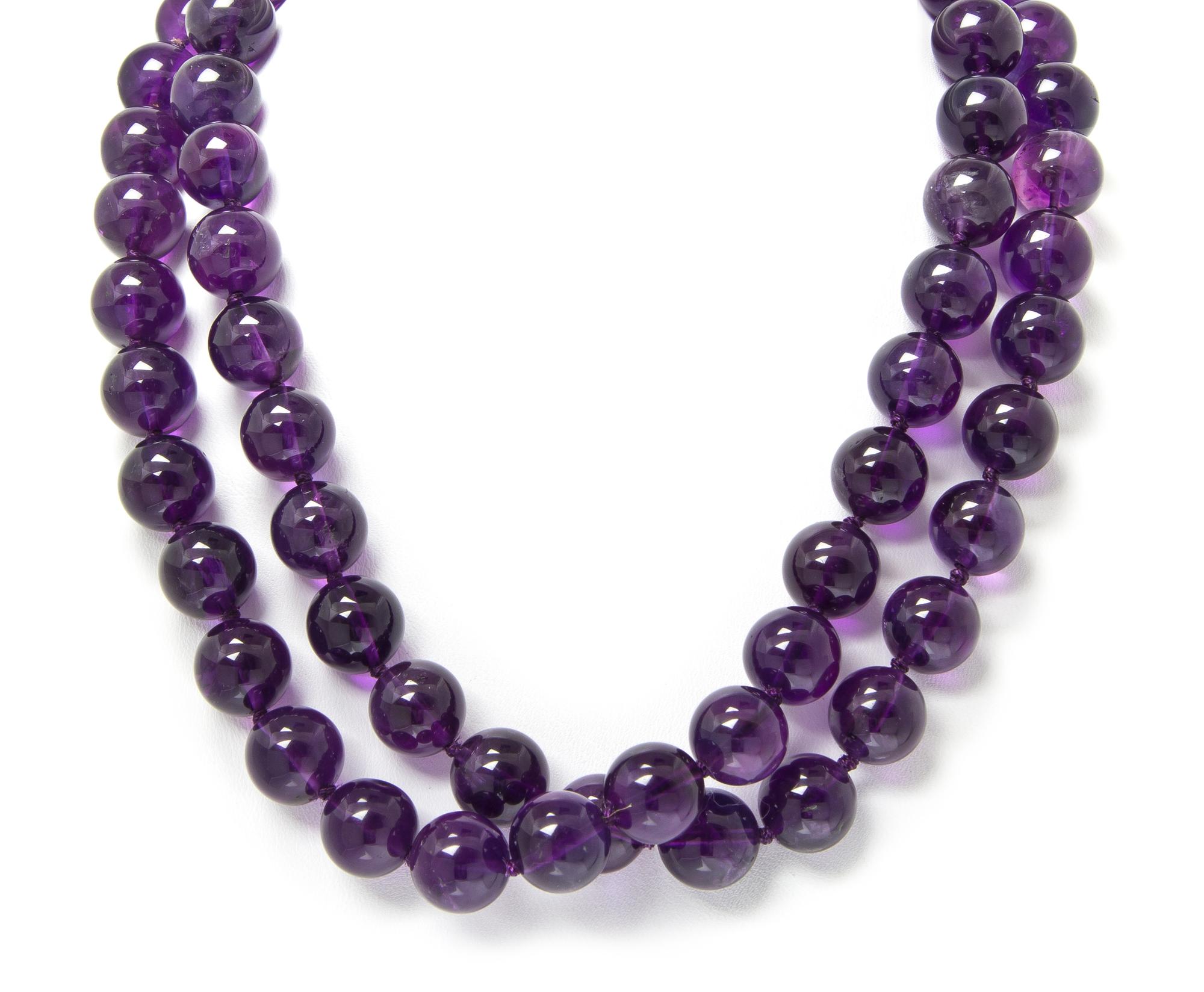 A Single Strand Amethyst Bead Necklace,