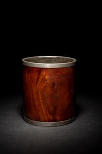 A Hardwood and Pewter Brushpot, Bitong