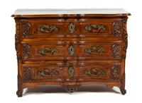 A Louis XV Walnut Provincial Commode Height 38 x width 54 x depth 26 1/2 inches. — 18TH CENTURY