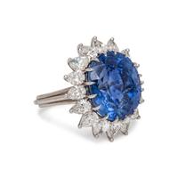 UNHEATED BURMESE SAPPHIRE AND DIAMOND RING