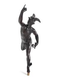 A Gilt and Patinated Bronze Figure of Mercury After Giambologna