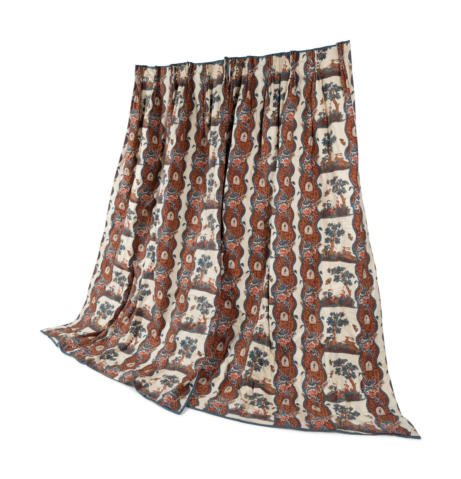 A Set of Four Chintz Drapery Panels