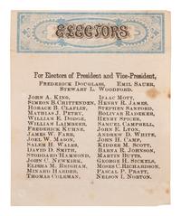 [DOUGLASS, Frederick (1818-1895)]. New York Republican Electoral College ticket for 1872 featuring Frederick Douglass's name at top.