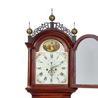 A Federal Brass-Mounted, Inlaid and Pierced Mahogany Tall Case Clock