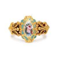 YELLOW GOLD AND ENAMEL BANGLE BRACELET