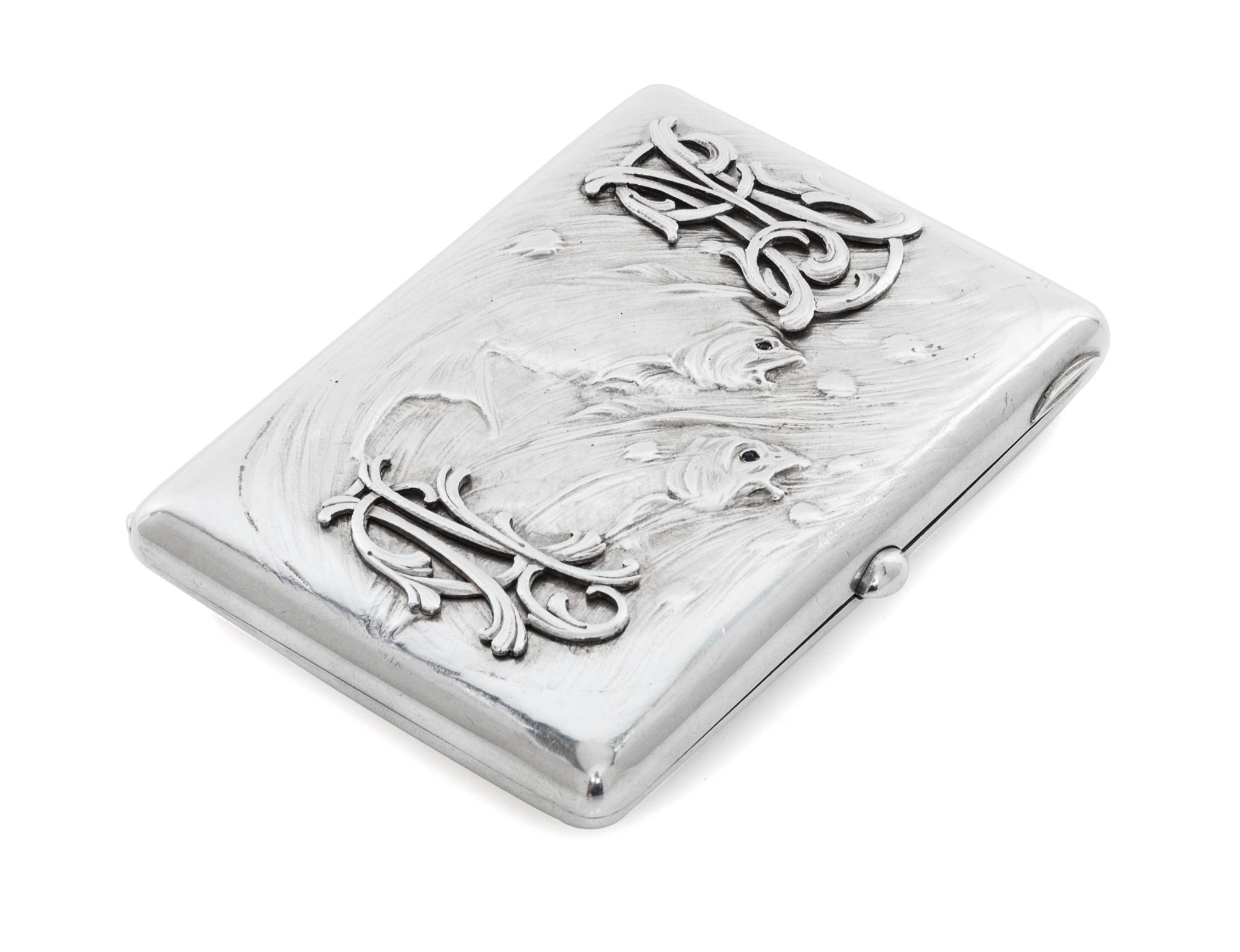 A Russian Silver and Jeweled Cigarette Case, Mark of Pytor Abrosimov, kokoshnik mark of Ivan Lebedkin, Moscow, late 19th/early 20th cen