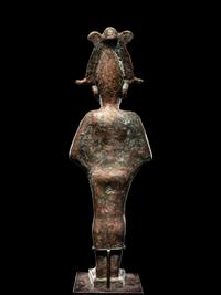 A Large Egyptian Bronze Osiris with Inlaid Eyes