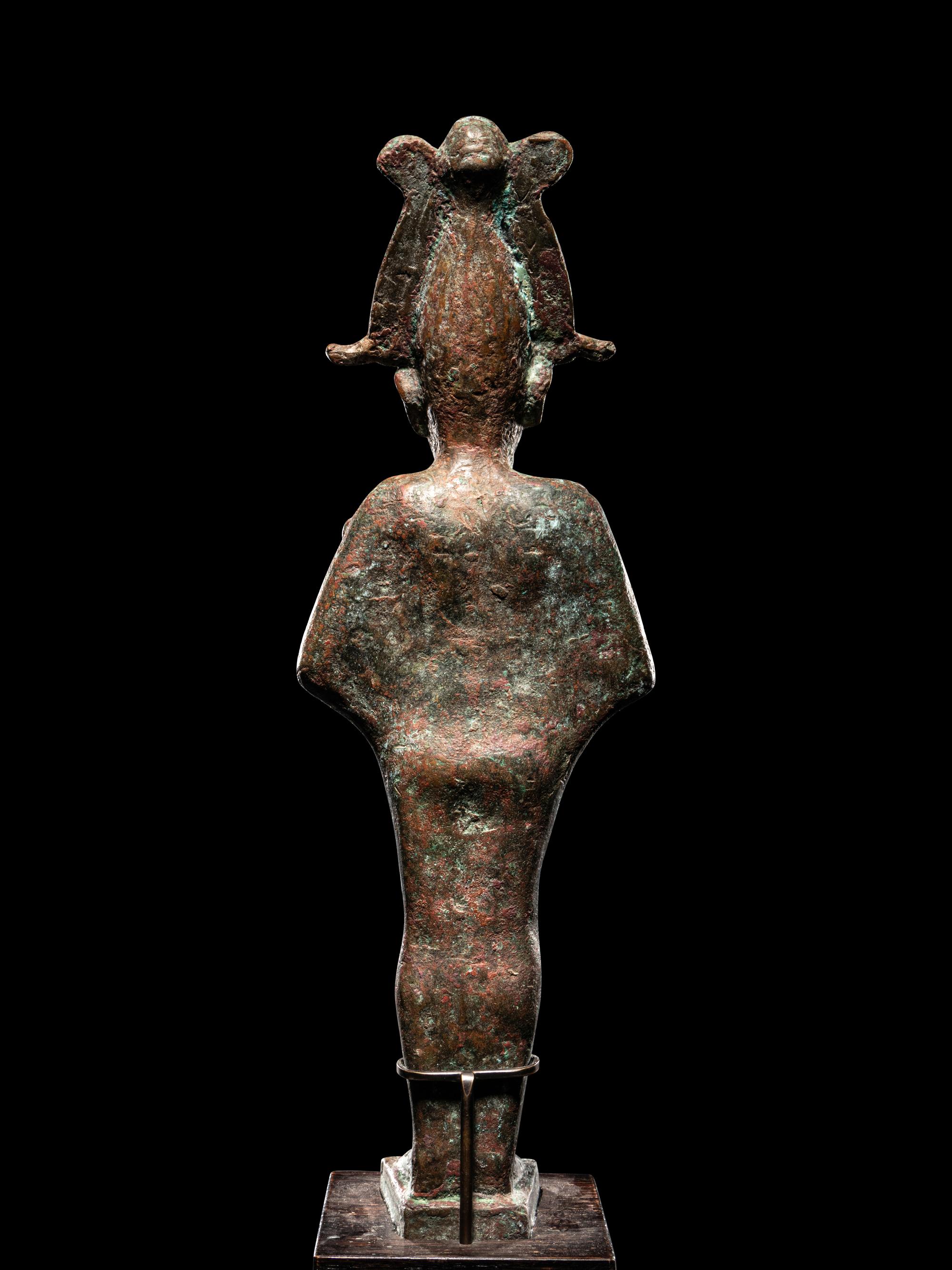 A Large Egyptian Bronze Osiris with Inlaid Eyes
