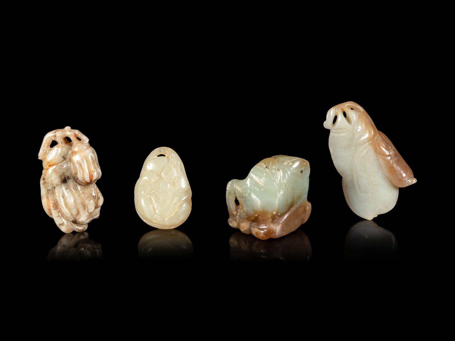 Twelve Chinese Carved Jade Figures of Fruits