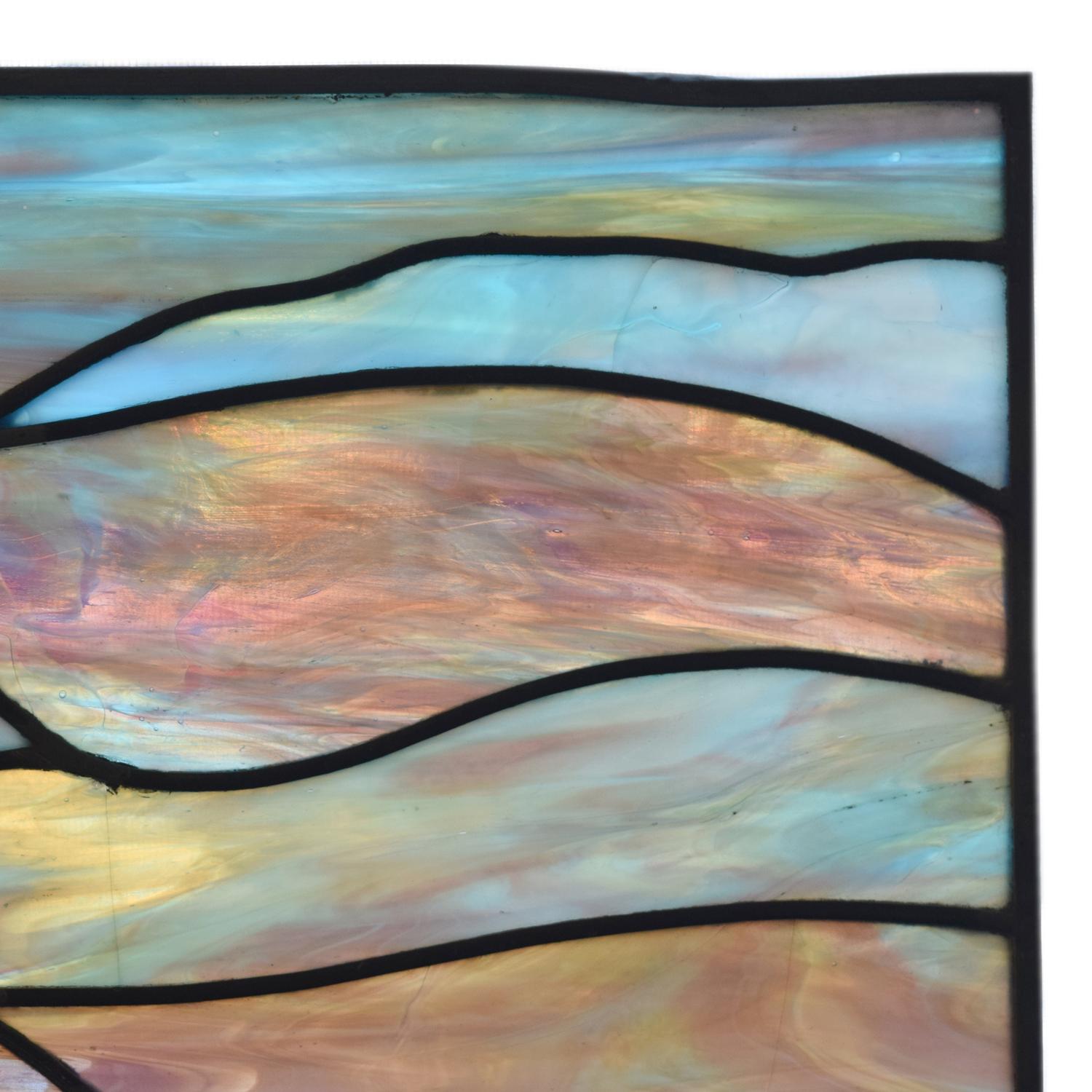 A Scenic Stained Glass Window 28" W x .25" D x 20" H — United States, 20th Century