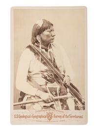 [NATIVE AMERICANS]. [GARDNER, Alexander (1821-1882), photographer]. Esa-Ha-Bith or Milky Way, Comanche. [Washington, DC]: Hayden Geological Survey, 1872.