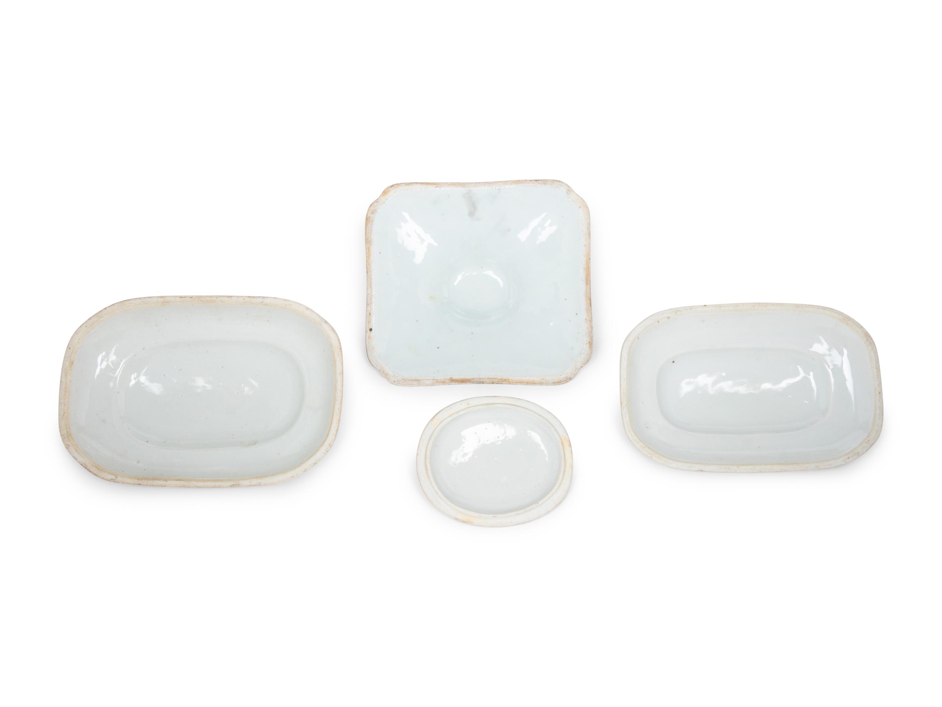 A Group Four Canton Blue and White Porcelain Lids