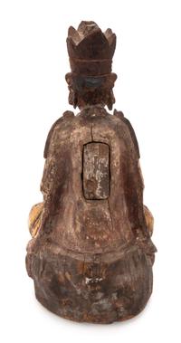 A Chinese Gilt Lacquered Wood Figure of Guanyin