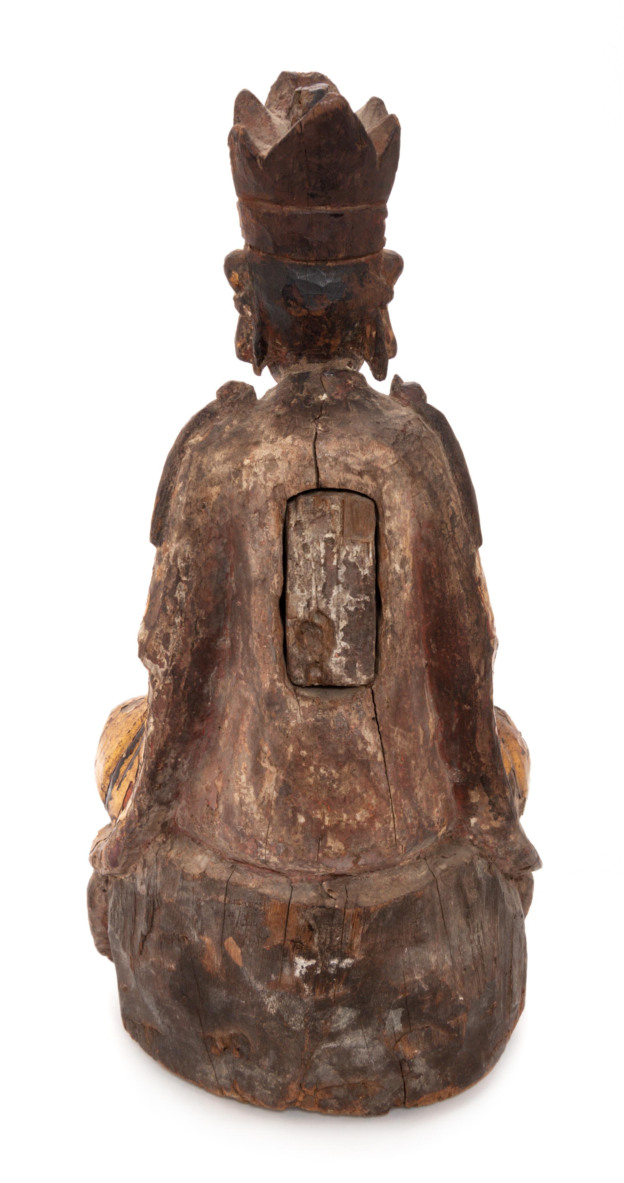 A Chinese Gilt Lacquered Wood Figure of Guanyin