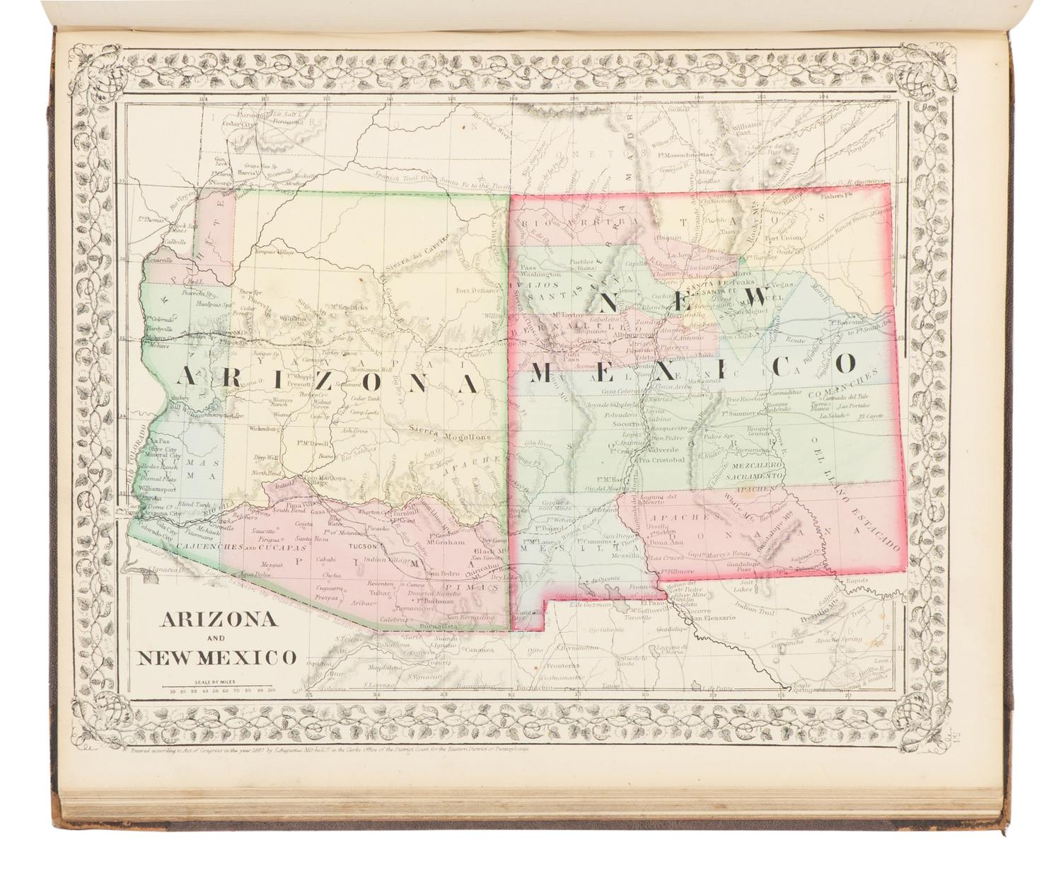 MITCHELL, Samuel Augustus (1792-1868). Mitchell’s New General Atlas Containing Maps of the Various Countries of the World, Plans of Cities, etc . Philadelphia: S. Augustus Mitchell, 1869.
