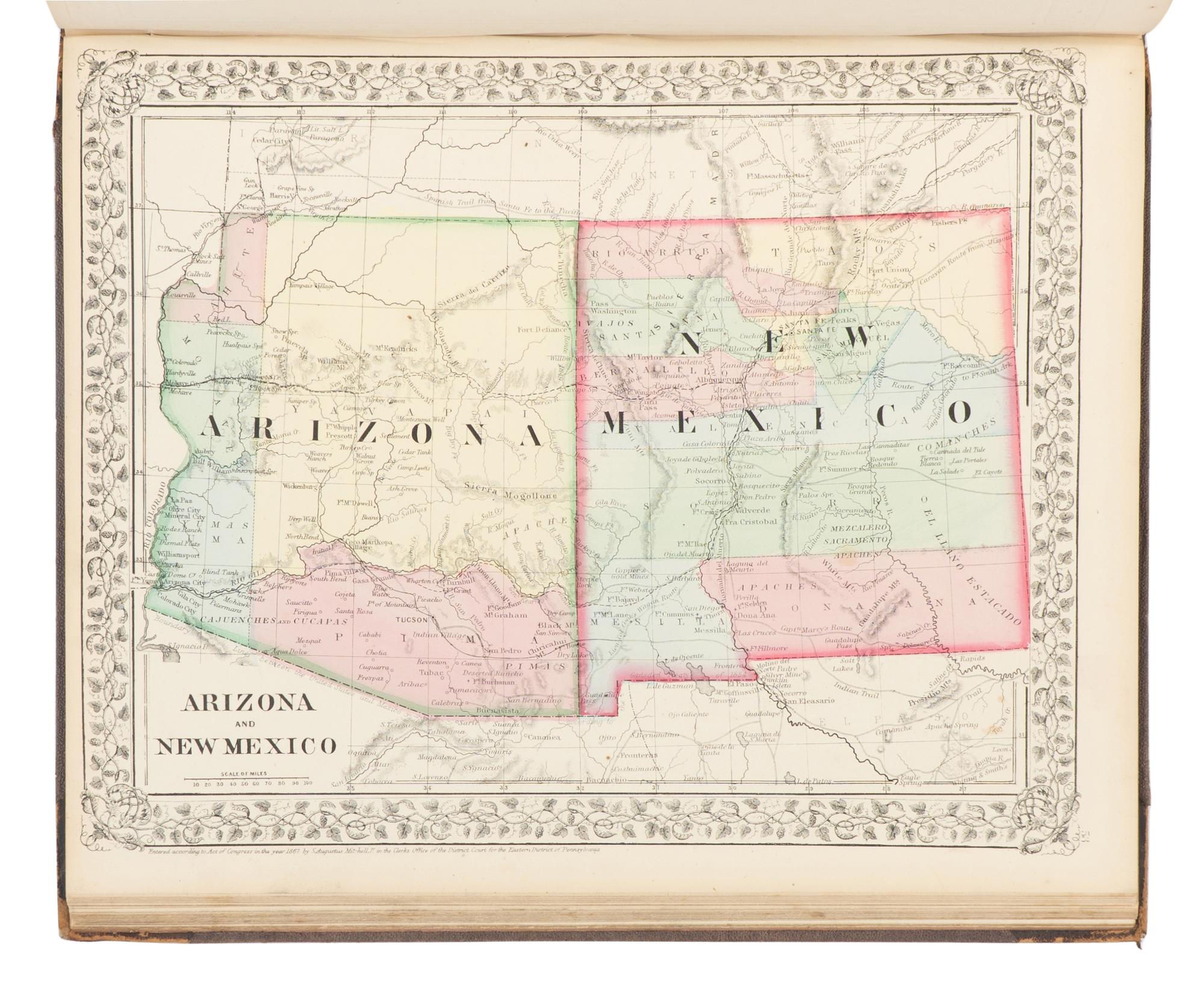 MITCHELL, Samuel Augustus (1792-1868). Mitchell’s New General Atlas Containing Maps of the Various Countries of the World, Plans of Cities, etc . Philadelphia: S. Augustus Mitchell, 1869.