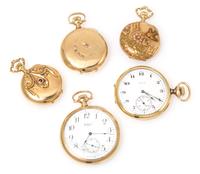 A Collection of 14 Karat Yellow Gold Pocketwatches,
