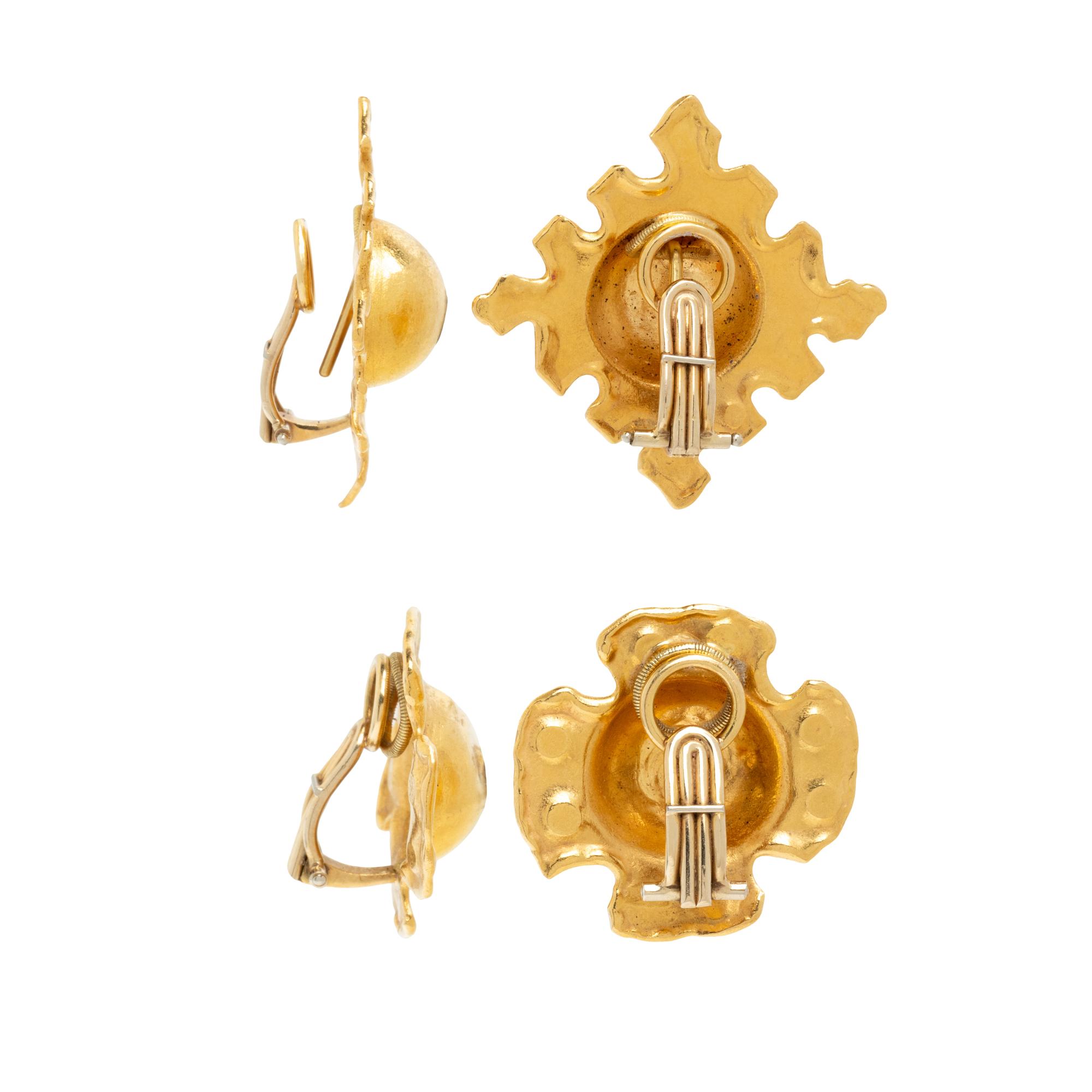 JEAN MAHIE, COLLECTION OF HIGH KARAT GOLD EARCIPS