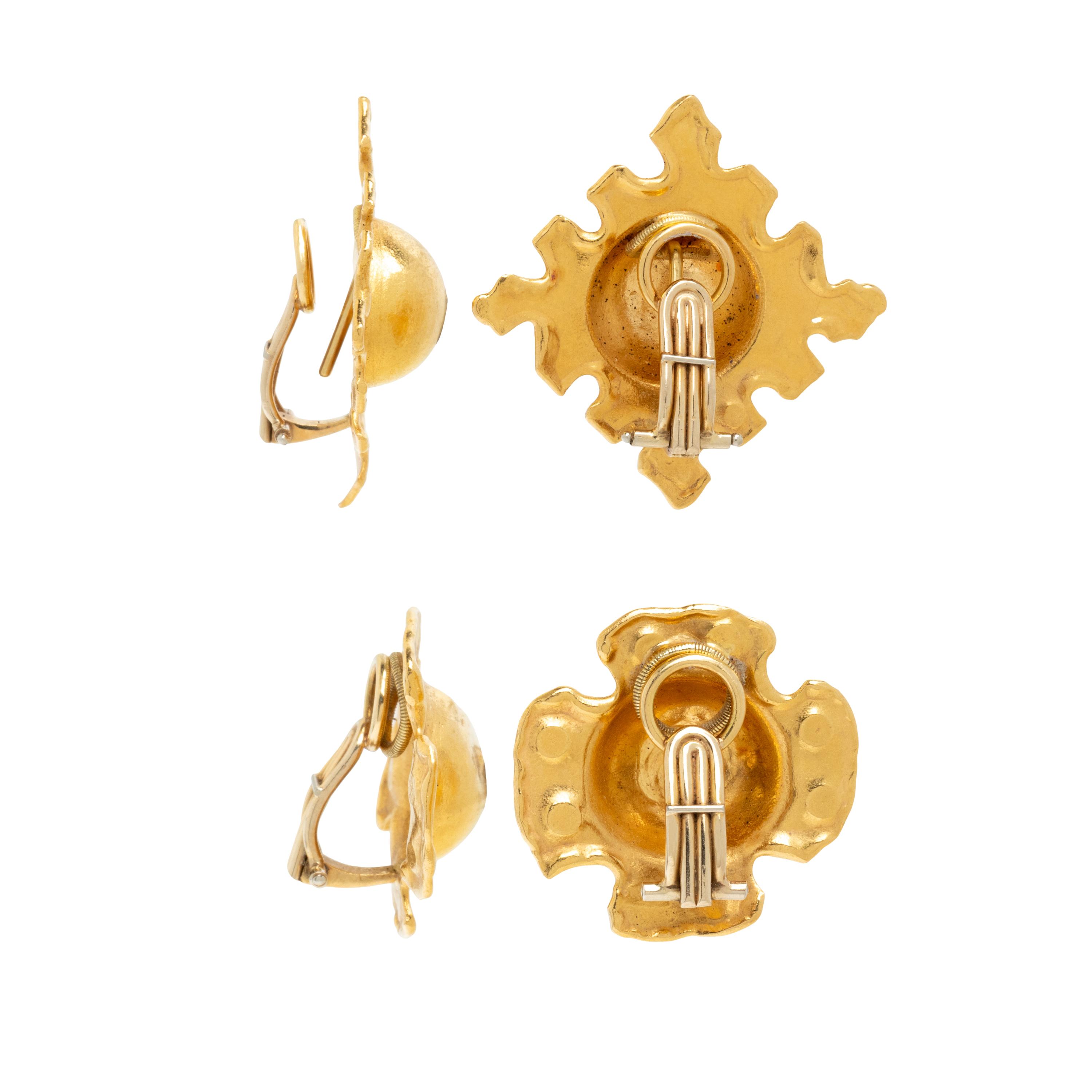 JEAN MAHIE, COLLECTION OF HIGH KARAT GOLD EARCIPS