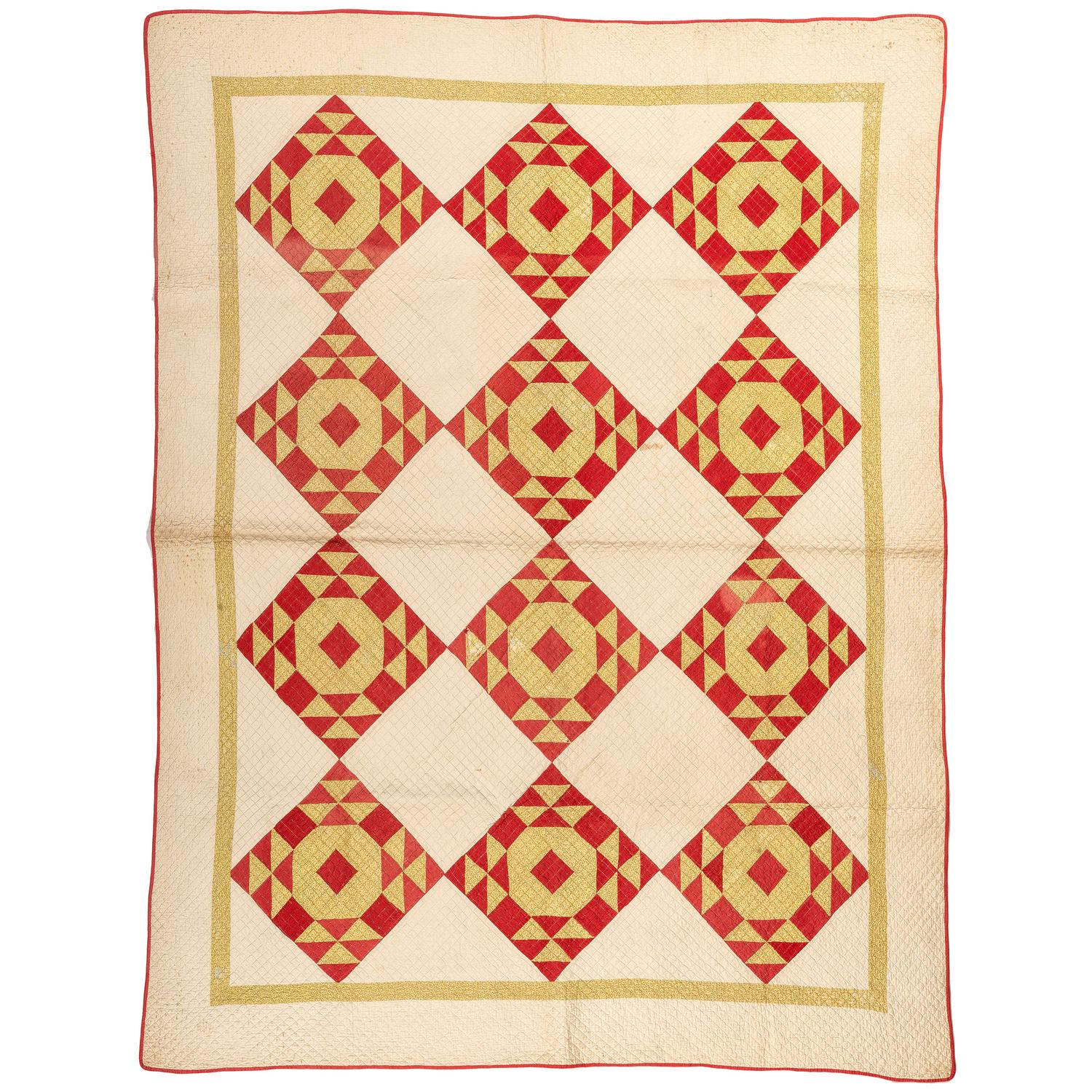 A Diamond Pattern Pieced Quilt