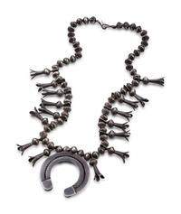 Navajo Silver and Turquoise Squash Blossom Necklace