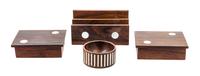 Four Rosewood and Silver Desk Articles, Hans Hansen Width of letter tray 6 1/2 inches.