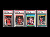 A Group of Four 1988 Fleer Michael Jordan and Scottie Pippen PSA Graded Basketball Cards,