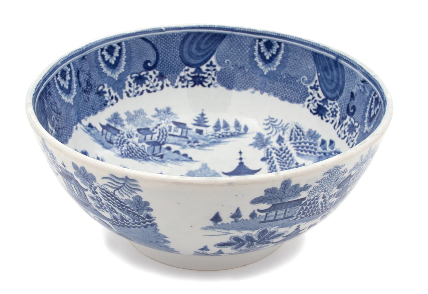 An English Blue and White Transfer-Printed Ironstone Bowl