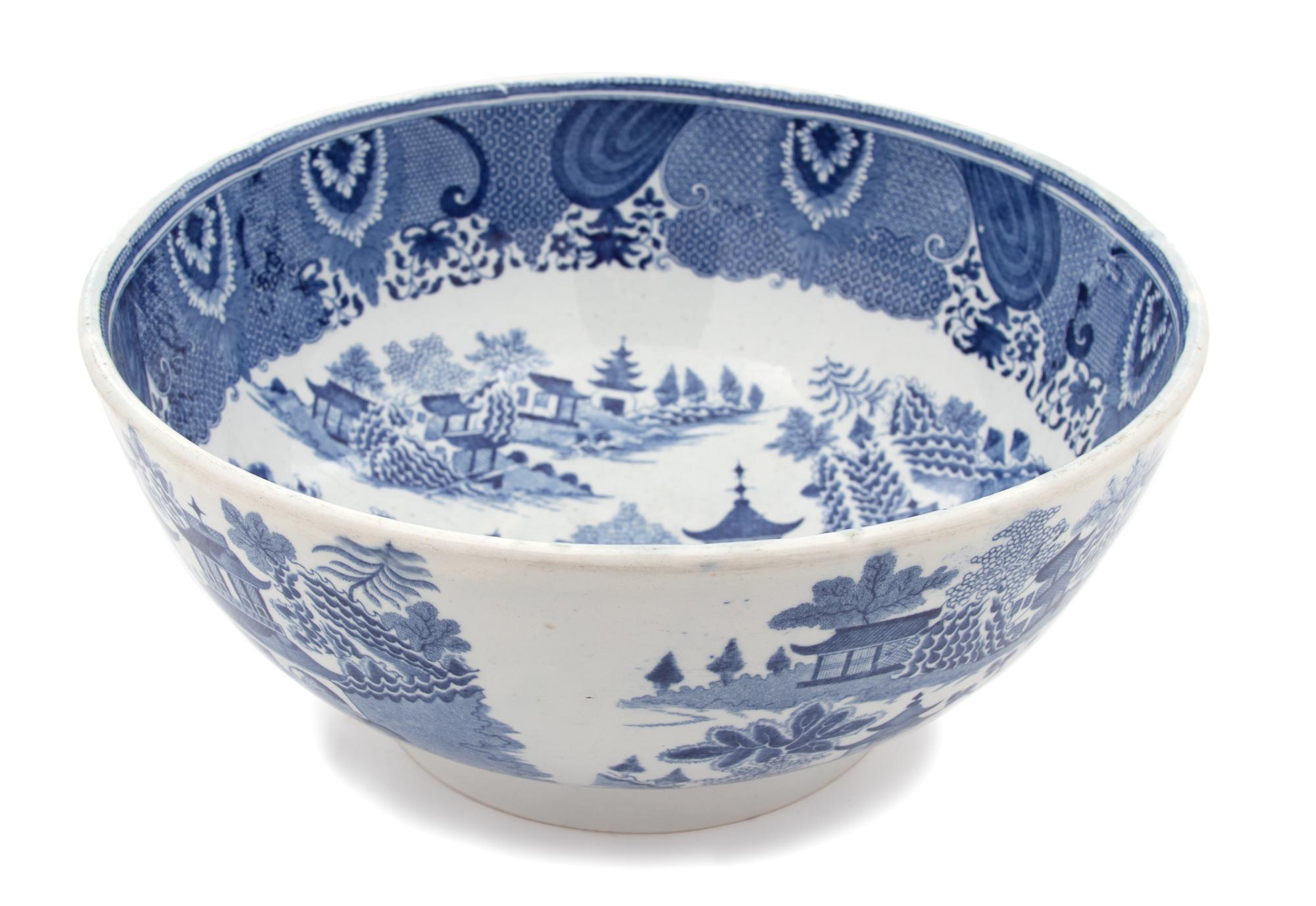 An English Blue and White Transfer-Printed Ironstone Bowl