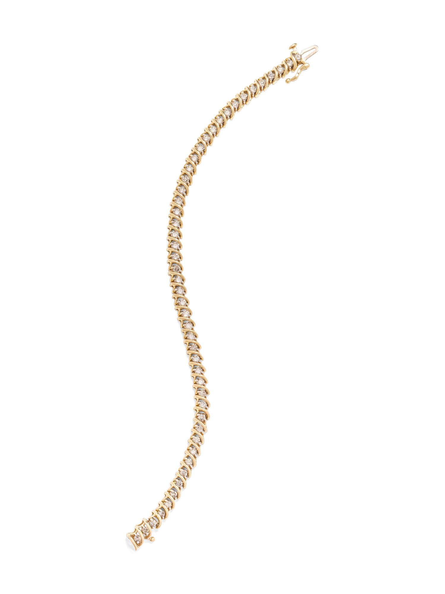 A 14 Karat Yellow Gold and Diamond Bracelet,