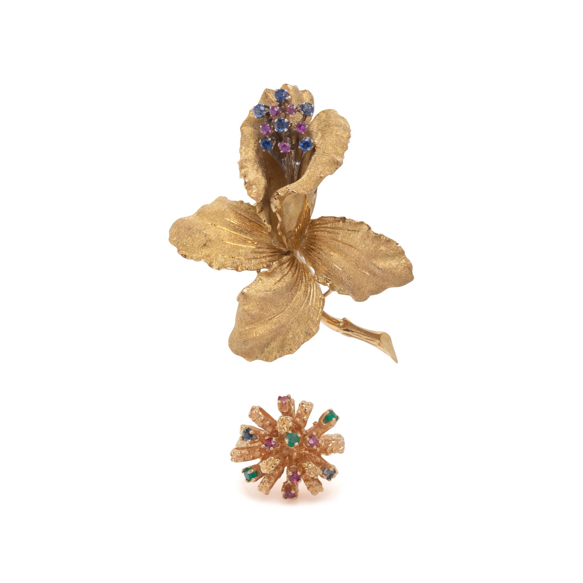 COLLECTION OF YELLOW GOLD AND MULTIGEM JEWELRY
