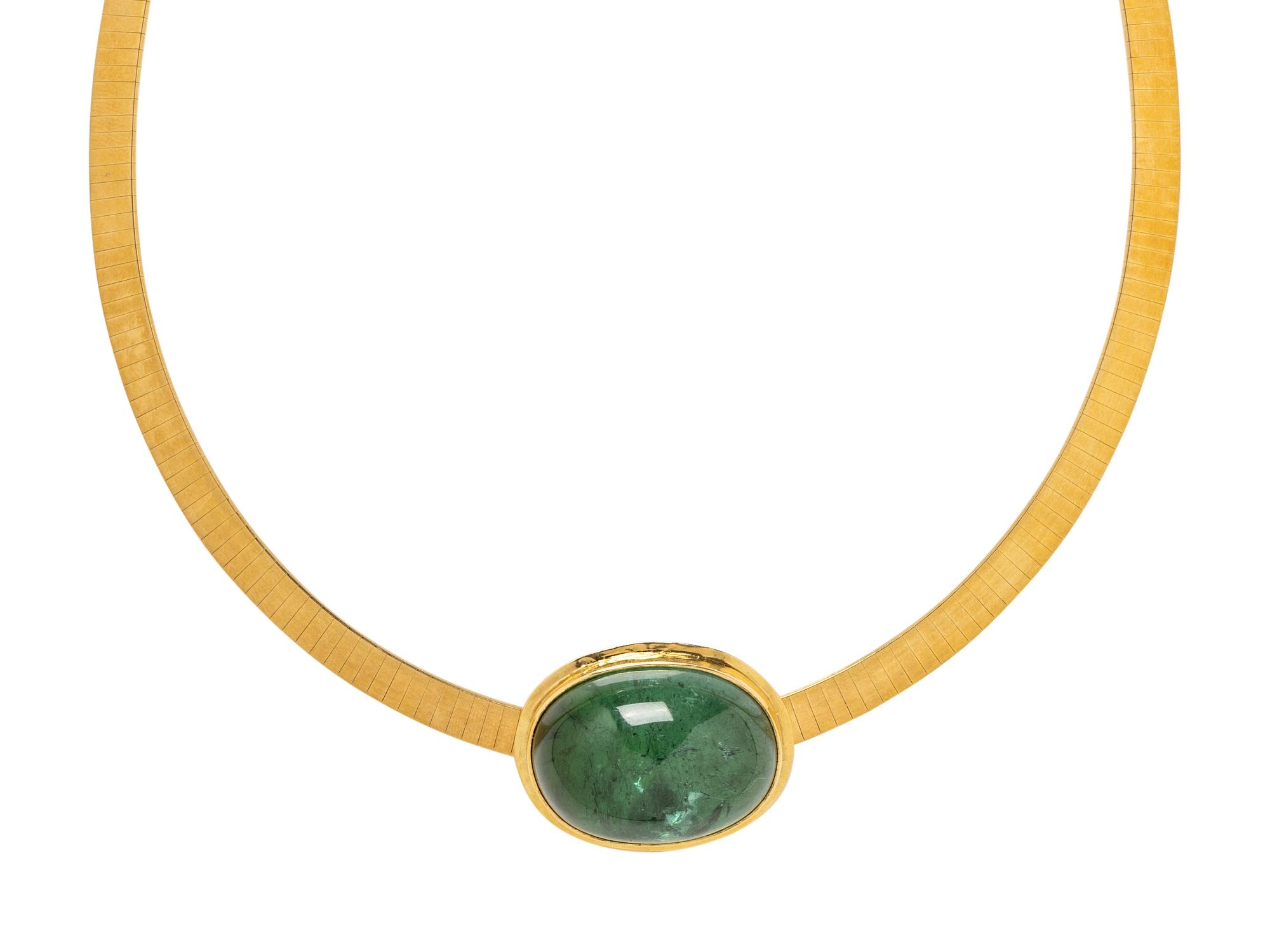 YELLOW OMEGA NECKCHAIN WITH CABOCHON TOURMALINE SLIDE