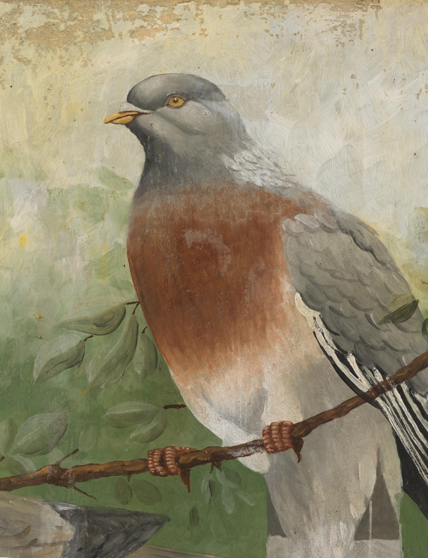 A Three Pigeons Green Painted Tôle Pub Sign