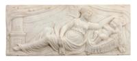 A Continental Carved Alabaster Relief Width 16 inches.
