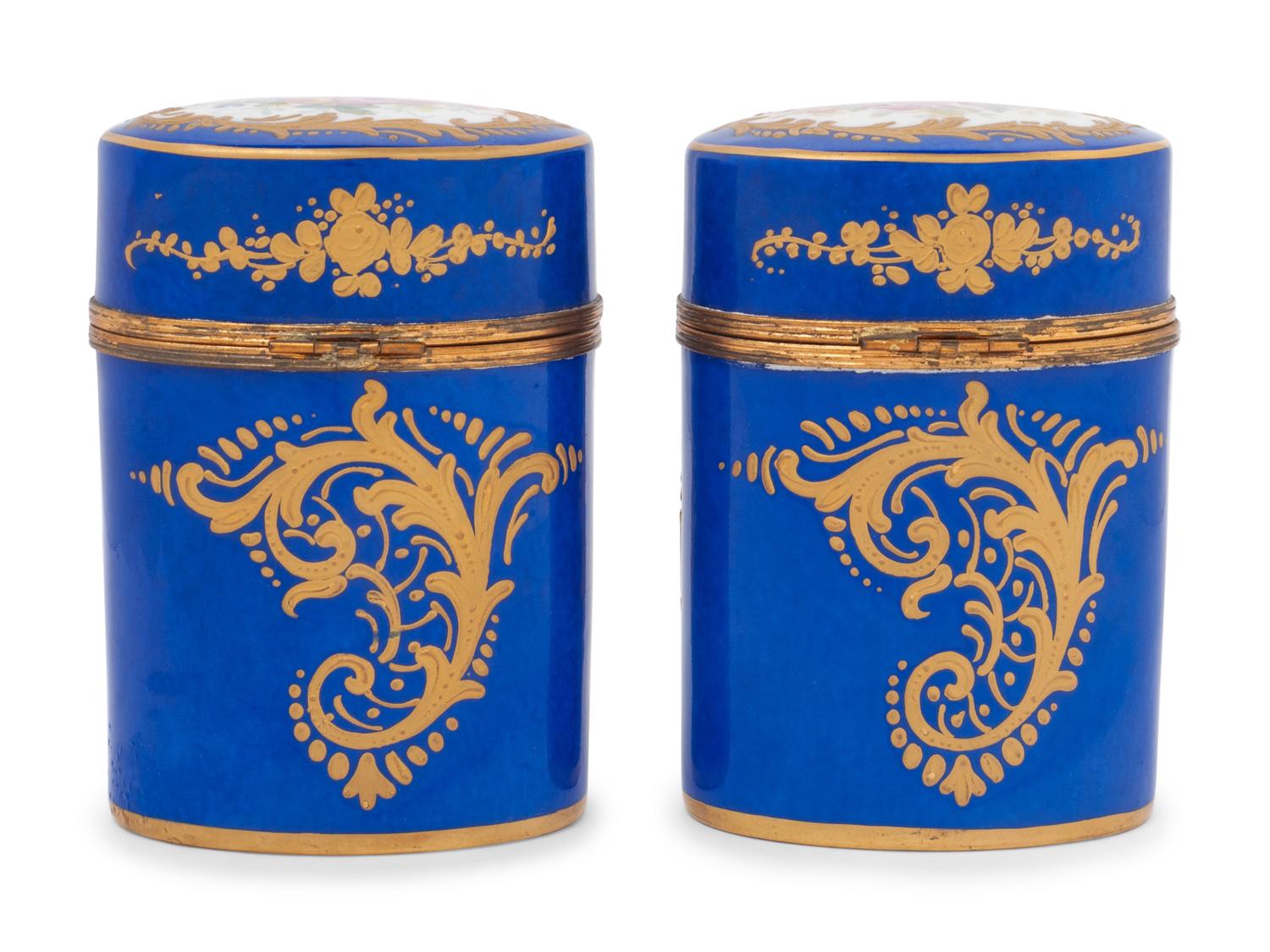 A Pair of Sèvres Style Porcelain Oviform Jars