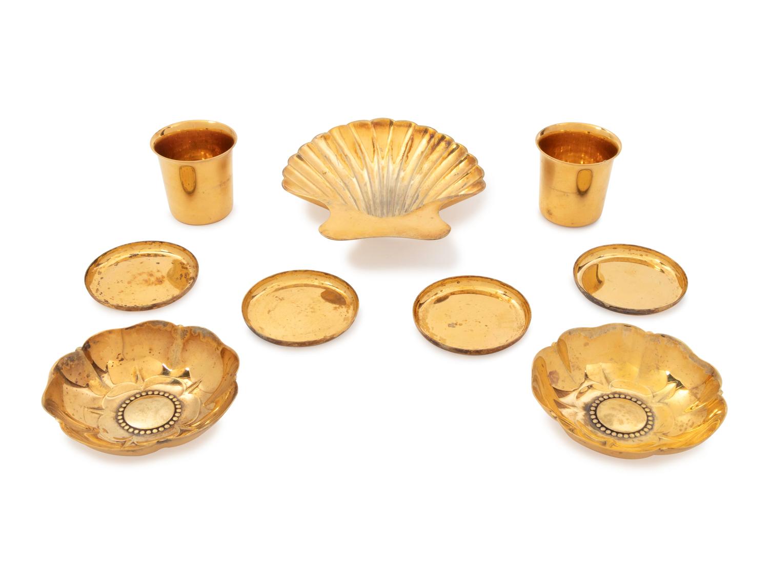 Nine American Silver-Gilt Table Articles