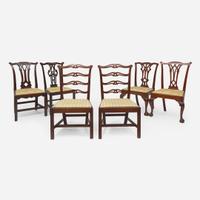 An assembled group of six Chippendale carved mahogany and walnut side chairs Philadelphia, PA, late 18th century