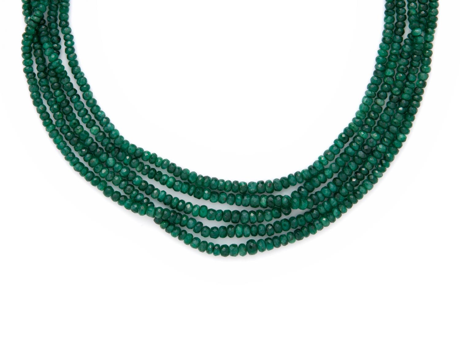 EMERALD MULTISTRAND BEAD NECKLACE