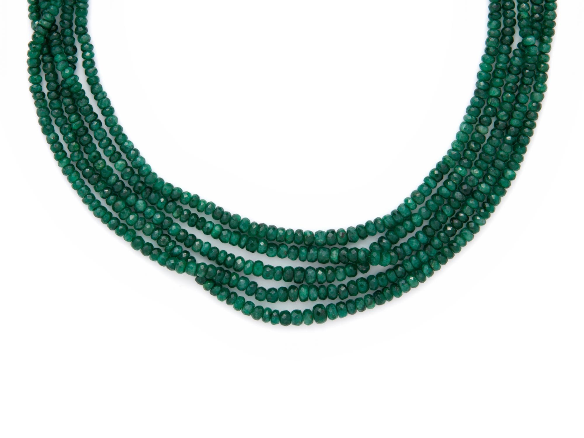EMERALD MULTISTRAND BEAD NECKLACE