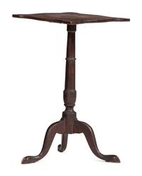 A Queen Anne Turned and Carved Walnut Handkerchief Top Candlestand