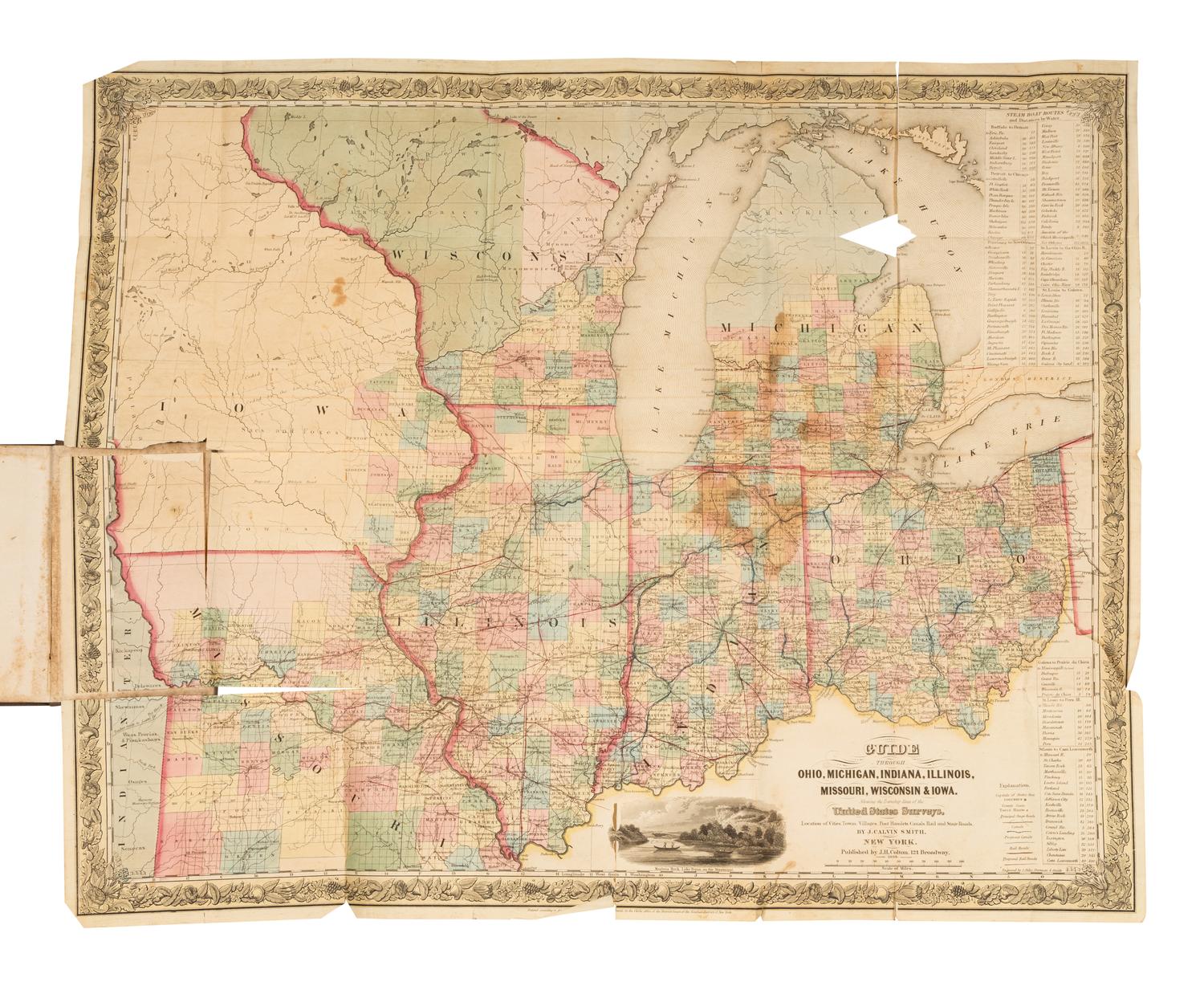 [COLTON, Joseph Hutchins (1800-1893), publisher], and John Calvin SMITH. The Western Tourist and Emigrant's Guide, with a Compendious Gazetteer of the States of Ohio, Michigan, Indiana, Illinois, and Missouri, and the Territories of Wisconsin, and Iowa . New York: J.H. Colton, 1839.