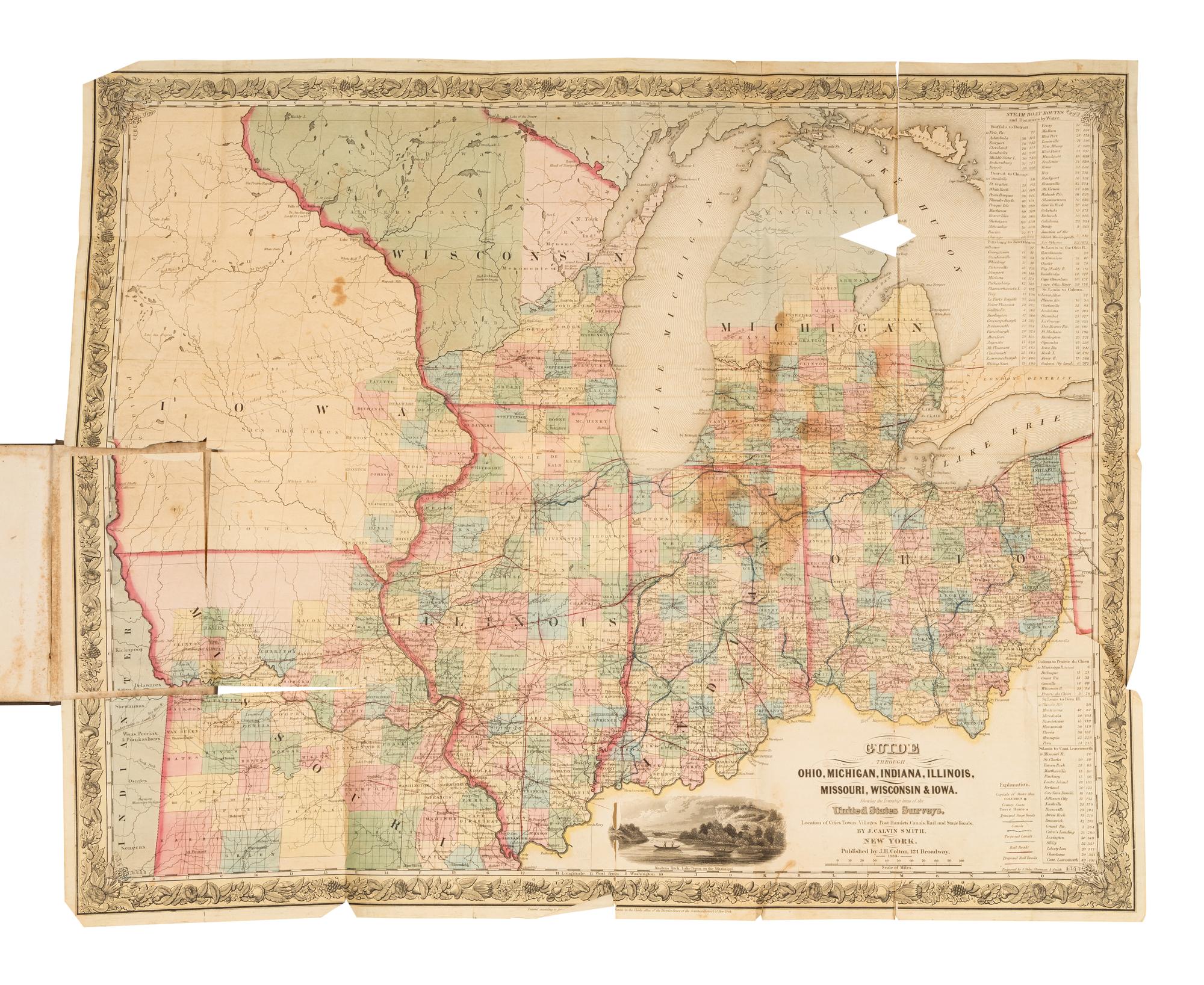[COLTON, Joseph Hutchins (1800-1893), publisher], and John Calvin SMITH. The Western Tourist and Emigrant's Guide, with a Compendious Gazetteer of the States of Ohio, Michigan, Indiana, Illinois, and Missouri, and the Territories of Wisconsin, and Iowa . New York: J.H. Colton, 1839.